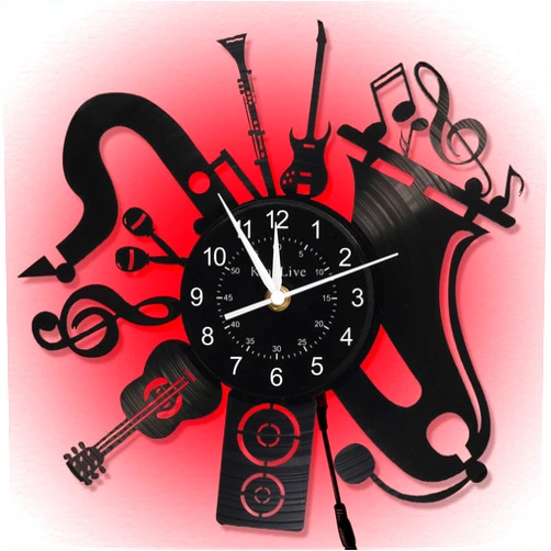 KingLive Music Vinyl Record Wall Clock, Music Room Decoration, Music Theme Wall Clock. (Music G)