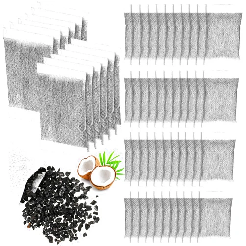 Lounsweer 100 Pcs Activated Charcoal Water Filter Coconut Shell Distiller Filters Activated Charcoal Sachets for Most Replacement Countertop Water Distillers
