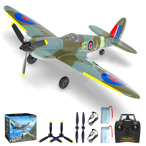 CKYSCHN RC Plane 4 Channel, VOLANTEXRC Spitfire V2 RC Airplanes, Remote Control Planes for Beginners Adults with Xpilot Stabilization System, One Key Aerobatic, Ready to Fly