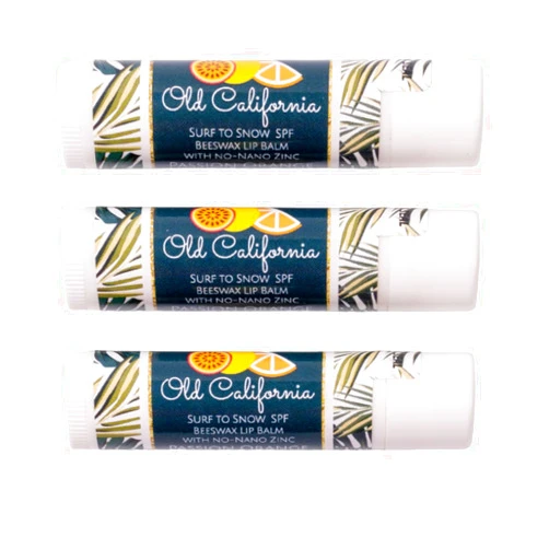 Old California Botanicals Beeswax Lip Balm Vegetarian Natural Essential Oils Conditioning 3 Pack 4 Pack Party Shower Favor Easter Basket (0.15 ounce) (3 Pack, Passionfruit-Orange-Guava SPF 15)
