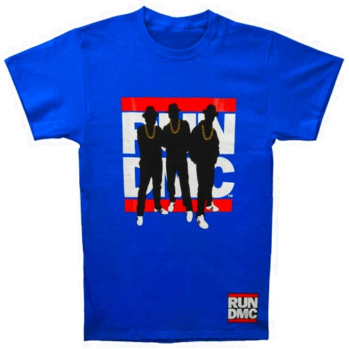 RUN--DMC Men's Silhouette T-Shirt Medium Blue