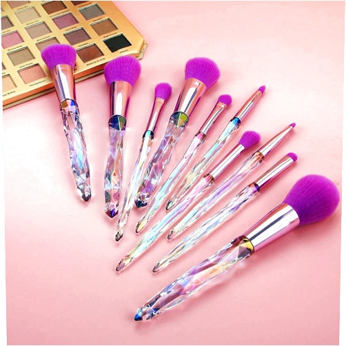 JULEX BEAUTY 10PCS Professional Makeup Brush Set, Sparkling Crystal Style Makeup Brushes Premium Synthetic Include FoundationBlush Concealer Blending Eye-shadow Eyeliner Make Up (multicolor).
