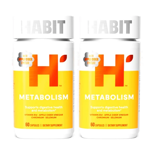 H' Habit Habit Metabolism Supplement 2 Pack (120 Capsules) - Supports Digestive Health & Metabolism, Vitamin B12, Selenium, Chromium, Apple Cider Vinegar, Vegan, Non-GMO