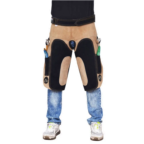 Rekhi International Rekhi Premium Full Suede Leather Farrier Apron Chaps for Men with Dual Hoof Knife Pockets and both side Horseshoe Nail Magnets and Hammer Loops for Professional Precision