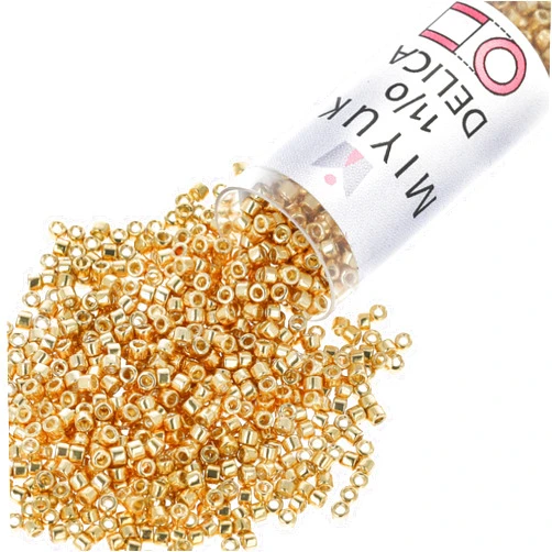 Miyuki Delica Seed Beads – Size 11/0 (1.6 mm), DB1832, Duracoat Galvanized Gold, 7.2 g, Approx. 1440 Beads, Made in Japan
