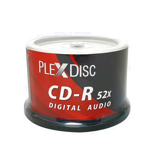 PlexDisc TY Series Blue CD-R 52X 700MB Digital Audio Logo Top Recordable Media Disc - 50pk Cake Box 669-814-BX (FFB), 50 Discs