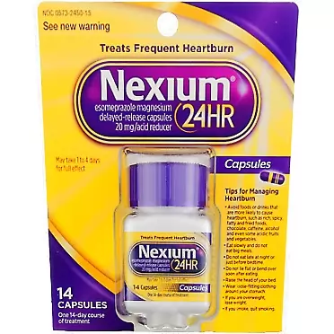 Nexium 24HR (42 Count, Capsules) All-Day, All-Night Protection from Frequent Heartburn Medicine with Esomeprazole Magnesium 20mg Acid Reducer (Pack of 2)