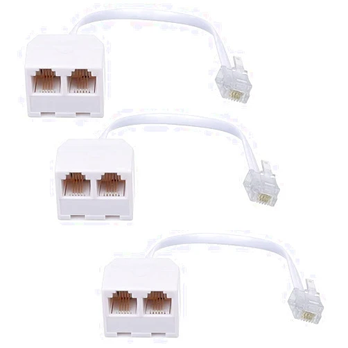 Gagool Phone Line Splitter RJ11 Male to Female Two Way Phone Line Splitter Converter RJ11 6P4C Plugs for Telephone, Fax Machine (3 Pack)