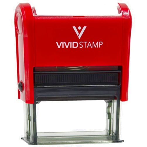 Vivid Stamp Sign HERE Self Inking Rubber Stamp (Red Ink) - Medium