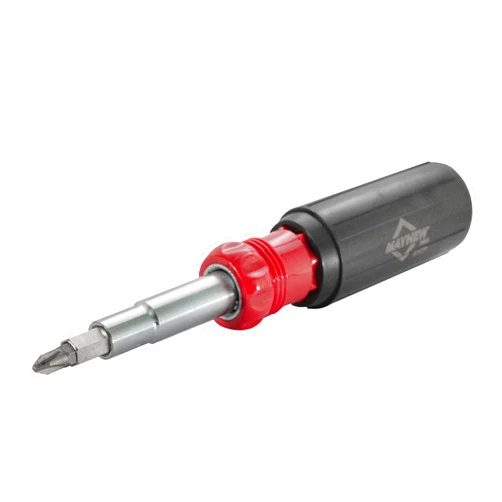 Mayhew Tools 51011C 11-in-1 Multi-Bit Screwdriver, Black/Red, Carded
