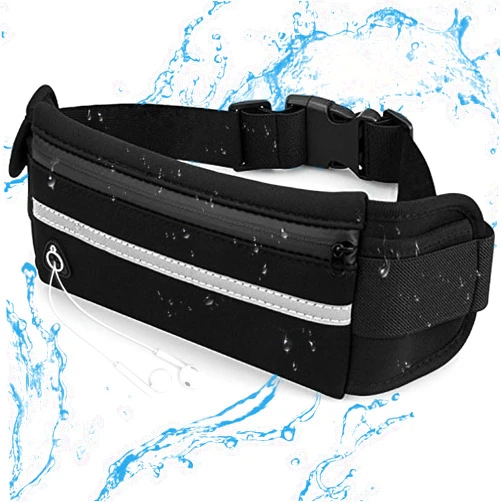 MAROJAP Slim Running Belt Fanny Packs for Women & Men, Waist Pack Runners Bag Money Belt Phone Holder for Running Sports Hiking Traveling, Adjustable Belt Pouch fits Most Phone and Waist Sizes (Black)