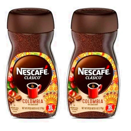 NESCAFÉ CLÁSICO Colombia, Medium Roast Instant Coffee, 6 oz. Jar (Pack of 2)