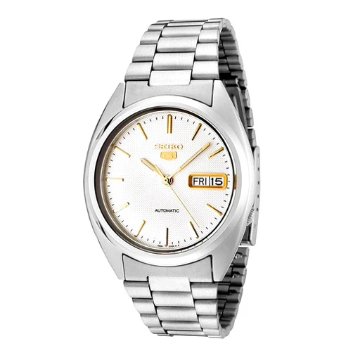 Seiko Men's SNXG47 Seiko 5 Automatic White Dial Stainless Steel Watch