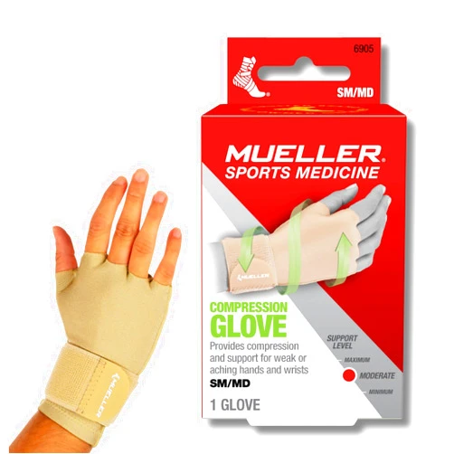 MUELLER Sports Medicine Arthritis Compression Glove, Hand and Wrist Support, Fits Right or Left Hand, Pain Relief for Men and Women,Beige