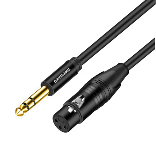 DREMAKE TRS 1/4 Inch 6.35mm/6.5mm to XLR Female Balanced Interconnect Audio Cable, 50FT 3Pin XLR to Quarter Inch Mic Cable for Microphone, Mixer, Guitar, AMP, Speakers - Black