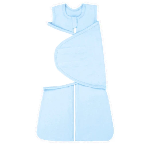 ZIGJOY Baby Swaddle Sleeping Bag Baby 0.5 TOG Wearable Blanket 100% Cotton 3-Way Adjustable Newborn Transition Sleep Sack for Infant Boy Girl 0-6 Months Blue