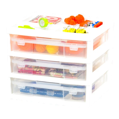 IRIS USA 3-Tier Scrapbook Storage Unit with Organizer Top, Fits 12