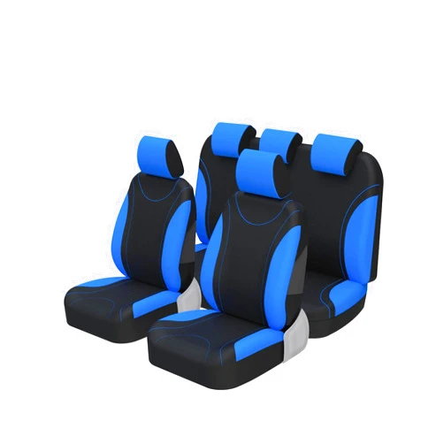 AUTOYOUTH Cloth, Polyester Car Seat Covers Set for Women - Universal Fit Front & Rear Seat Protectors with Headrest Covers, Split Bench Design, 9pcs, Black & Blue
