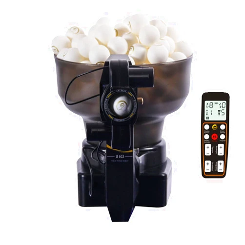 Suz Table Tennis Robot Ping Pong Ball Machine S102 Wireless Remote Control Automatic Table Tennis Machine for Training with 40mm+ Table Tennis Balls