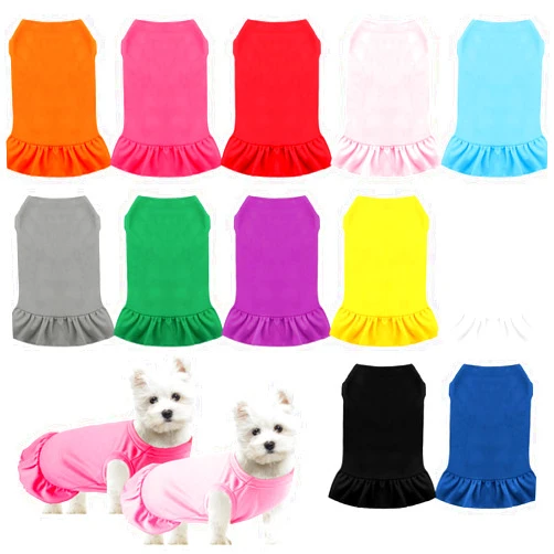 Sanwuta 12 Pcs Cute Puppy Dresses for Girl Comfortable Dress Dog Shirts Female Dog Clothes Puppy Outfits PET Shirts with Ruffles Dog Sundress for Dogs Beach, 12 Colors (Medium)