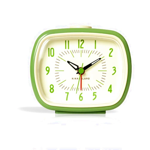 Kikkerland Battery Operated Retro Vintage Style Desktop Nightstand Bedside Office Classic Simple Alarm Clock, Beeping Alarm, Glow in Dark Hands, in Green