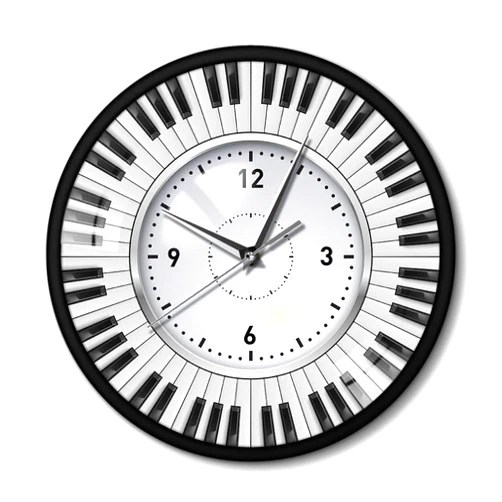 Tingnn Do Re Mi Piano Keyboard Round Wall Clock Music Themed Silent Wall Clock Music Studio Wall Art Decor Musician Pianist Teacher Gift Idea-Metal_Frame_with_Acrylic_Glass
