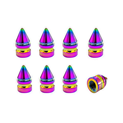 Ziciner 8 PCS Car Tire Valve Stem Caps, Corrosion Resistant Leakproof Tire Valve Cap Set, Spike Aluminum Wheel Tire Valve Covers, Universal Car Accessories for Truck SUV Motorcycle (Colorful)