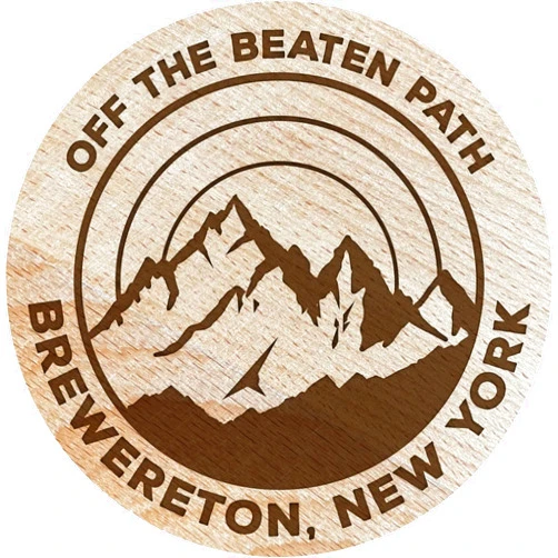 R and R Imports Brewereton New York Souvenir Etched Wooden Coaster 3.5