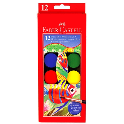 Faber-Castell Watercolor Paint Set With Brush: 12 Washable Watercolors for Kids: Toddler Art Supplies & Kids Painting Set, Arts and Crafts for Kids Ages 3-4+