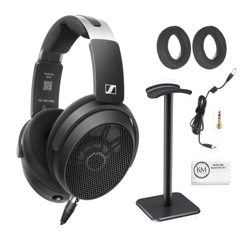 Sennheiser HD-490 PRO Plus Professional Reference Open-Back Studio Headphones Bundled with Headphones Stand + Cleaning Cloth (3 Items)