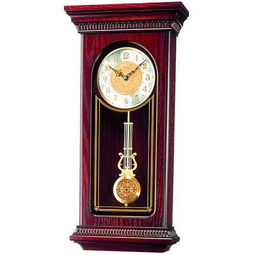 Seiko Mahogany Wall Clock with Pendulum and Chime