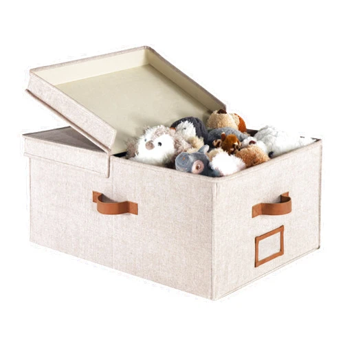 StorageWorks Extra Large Clothes Storage Bins, 55L Fabric Storage Baskets with Double-Open Lid and Divider Board, Closet Storage Organizers with Handles, Mixing of Brown & Beige, 1-Pack