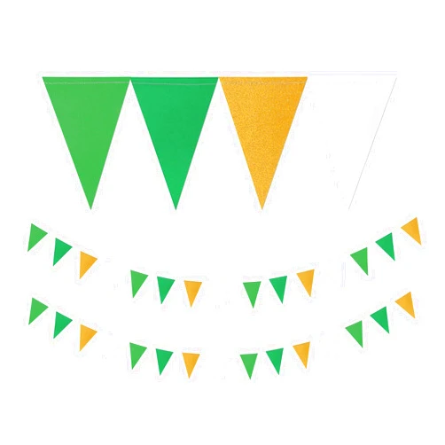 Lasting Surprise White Green Gold Pennant Banner,2 Pack Glitter Paper Triangle Flags,Baby Bridal Shower Safari Birthday Tropical Party Decorations Jungle Theme Wedding Bachelorette Engagement Bunting Lasting Surprise