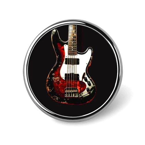 QUOPLMAM Vintage Guitar Round Brooch Pin Badge Lapel Tie Pin for Women Men Office Worker Teacher Decor
