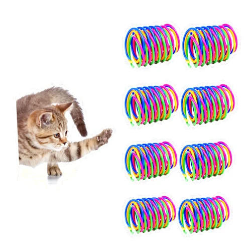 Andiker Cat Toys for Indoor Cats, 32pcs Cat Spring Toys Colorful & Durable Plastic Springs Cat Interactive Toy for Swatting, Biting, Hunting Kitten Toys to Kill Time and Release Nervousness (32pcs)