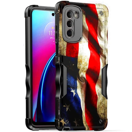 Cass Creations Case Compatible with Motorola Moto G Stylus 5G 2022 (NOT for 4G LTE), Hybrid Shockproof Bumper Protective Phone Cover - American Flag
