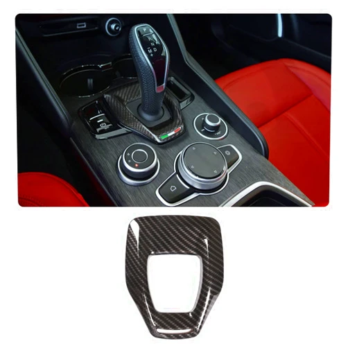 TOYCIDFG Car Gear Shift Knob Panel Cover Trim Frame for Alfa Romeo Stelvio 2020-2023 ABS Carbon Fiber Pattern Car Accessories