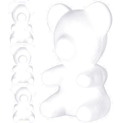 Lurrose 4pcs Craft Foam Bear White Polystyrene Bear Modeling DIY Rose Bear Blank Bear Sculpture 3D Bear Mold for Painting Wedding Valentine Floral Arrangement