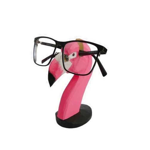 WJDLM Wood Handmade Carved Eyeglasses Holder Glasses Stand Animal Sunglasses Display Office Home Desk Decor Gift (Flamingo)