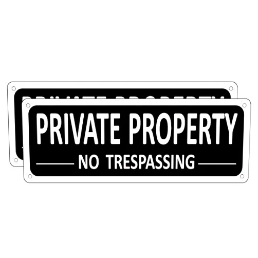 Bagstar Private Property Sign (2 Pack), Metal No Trespassing Sign for Fence, 10