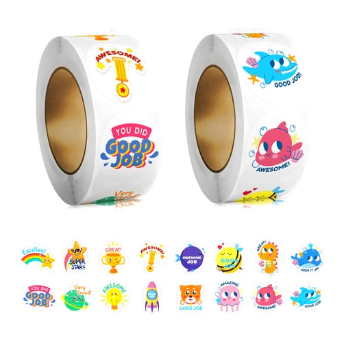 EIVOUR 1000 PCS Reward Stickers for Kids,1 Inch Animal Incentive Stickers in 16 Patterns,Teacher Supplies for Classroom,Stickers Bulk for Kids,2 Rolls Motivational Stickers for Supplies Decoration (Color 1)
