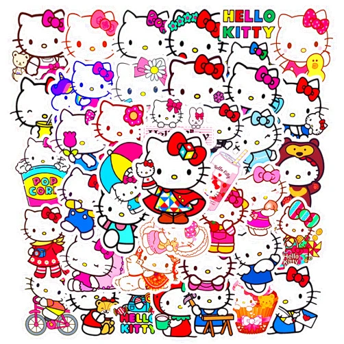 Glueewee Hello Cute Kitty Stickers 50PCS Kawaii Stickers Gifts for Kids Teens Adults Glueewee Vinyl Waterproof Stickers for Water Bottles Laptop