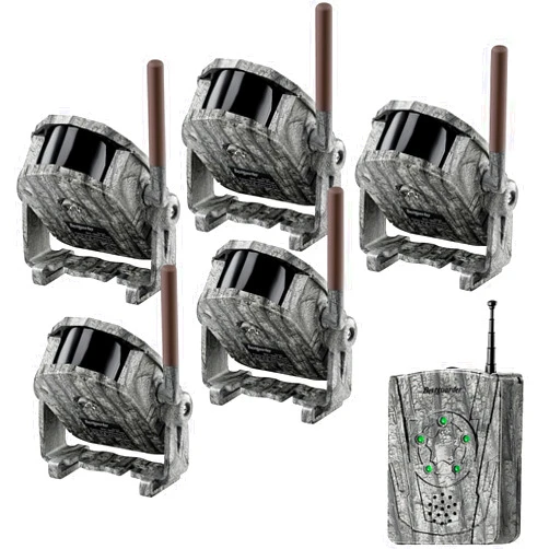 Bestguarder Wireless Alarm System Kits, 300M Wide Range IR Night Vision Alarm in Full Dark Outdoor Weather Resistant 5 Motion Sensor Detector &1 Receiver for Perimeter Trip, Fence Trail Wild Hunting Blind Trap