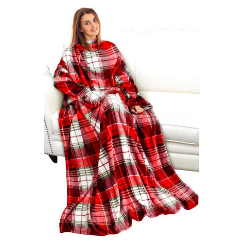 Catalonia Wearable Blanket with Sleeves and Pocket, Cozy Soft Fleece Mink Micro Plush Wrap Throws Blanket Robe for Women and Men