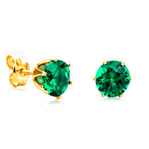 Orovi Round 14K Gold Earrings for Women in Solid 14K White Gold 585/14K Yellow Gold 585 with Ruby/Sapphire/Zirconia/Emerald Gemstones, Stud Earrings For Women,Women's Jewelry Delivered in Jewelry Box