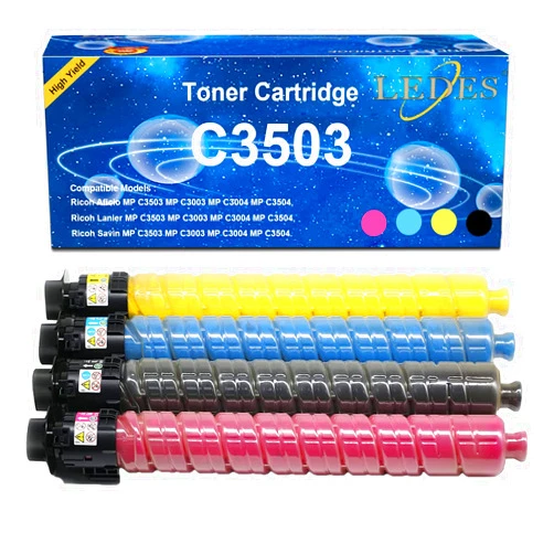 LEDES MP C3503 C3003 Toner Cartridge Compatible 841813 841814 841815 841816 Toner Cartridge Replacement for Ricoh Lanier Savin MP C3003 MP C3503 MP C3004 MP C3504 Printer(4 Pack,BK,C,M,Y)
