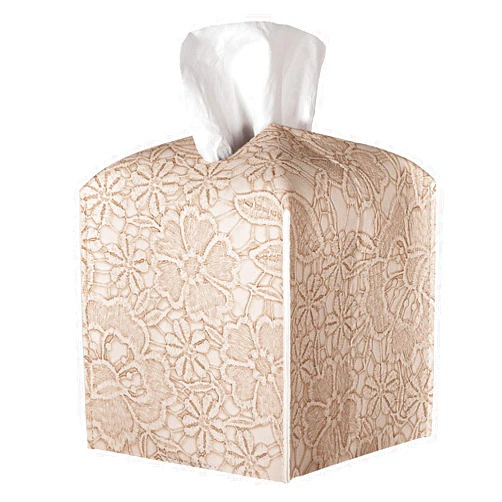 Zoocatia Tissue Box Cover PU Leather Square Tissue Holder Facial Paper Organizer Dispenser for Bathroom Vanity Countertop, Dresser, Tabletop, Office, Car, Creamy-White