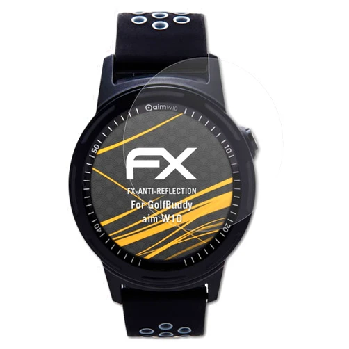 AtFoliX Screen Protector compatible with GolfBuddy aim W10 Screen Protection Film, anti-reflective and shock-absorbing FX Protector Film (3X)