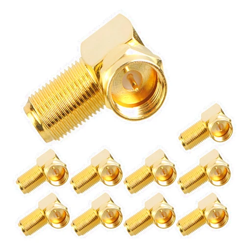 VCE 90 Degree Coaxial Connector, L Shaped Coaxial Cable Connector for Home Wiring, Gold-Plated F Type Male to Female Right Angle Coax Connector, Fits Tight Spaces, 10-Pack