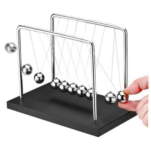 Playbees Newton's Cradle Pendulum Balance Balls Science Physics Gadget 7 Beads Black Kinetic Motion Toy Office Gift Desktop Decoration Calm Down Fidgets Accessories Physics Learning Desk Toy